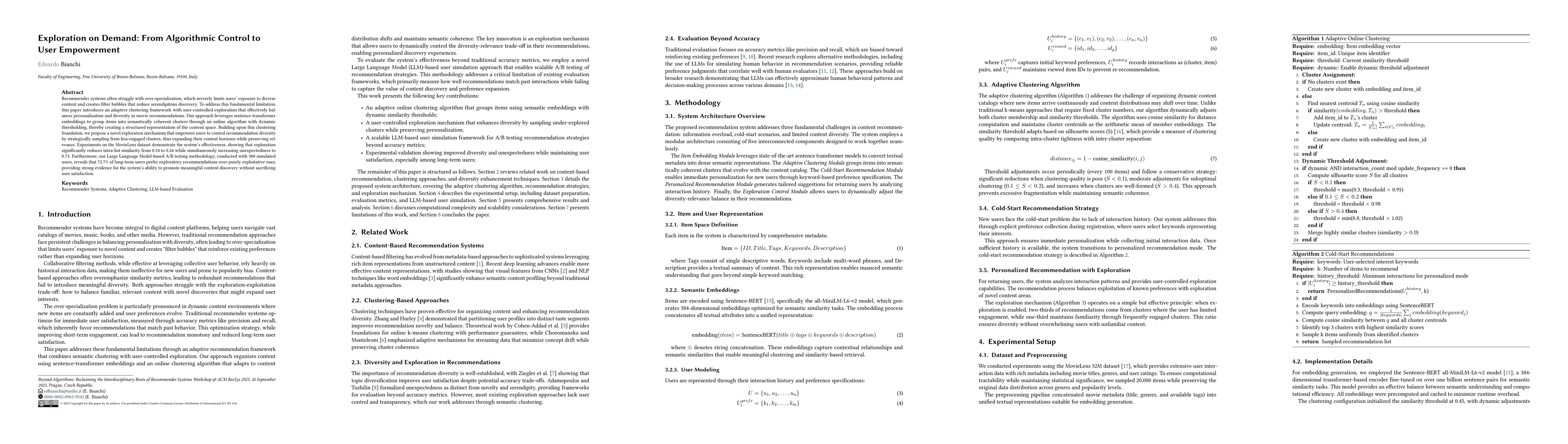 Thumbnail for Exploration on Demand: From Algorithmic Control to User Empowerment