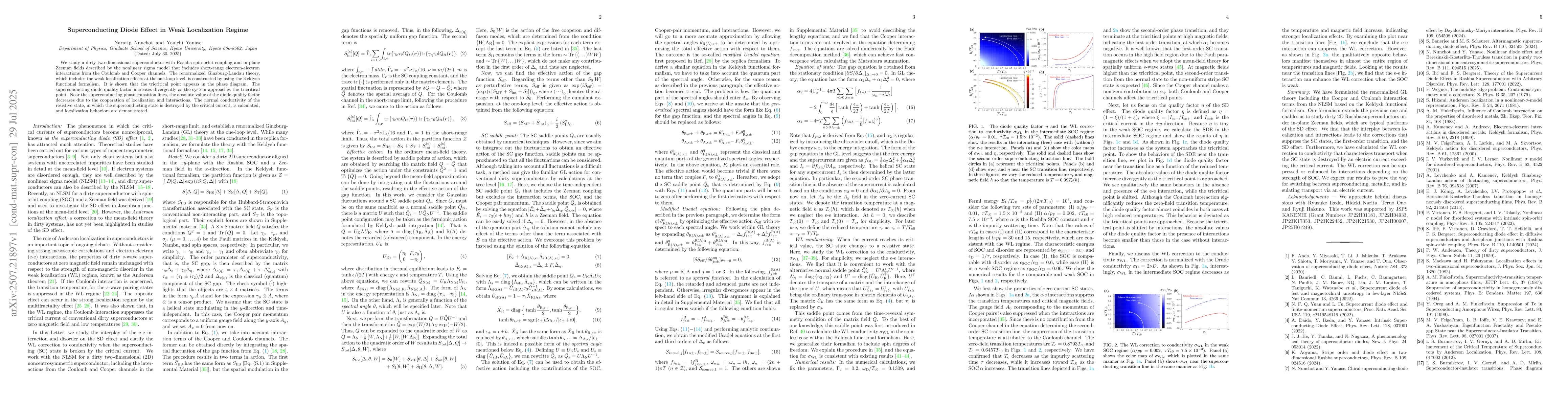 Thumbnail for Superconducting Diode Effect in Weak Localization Regime