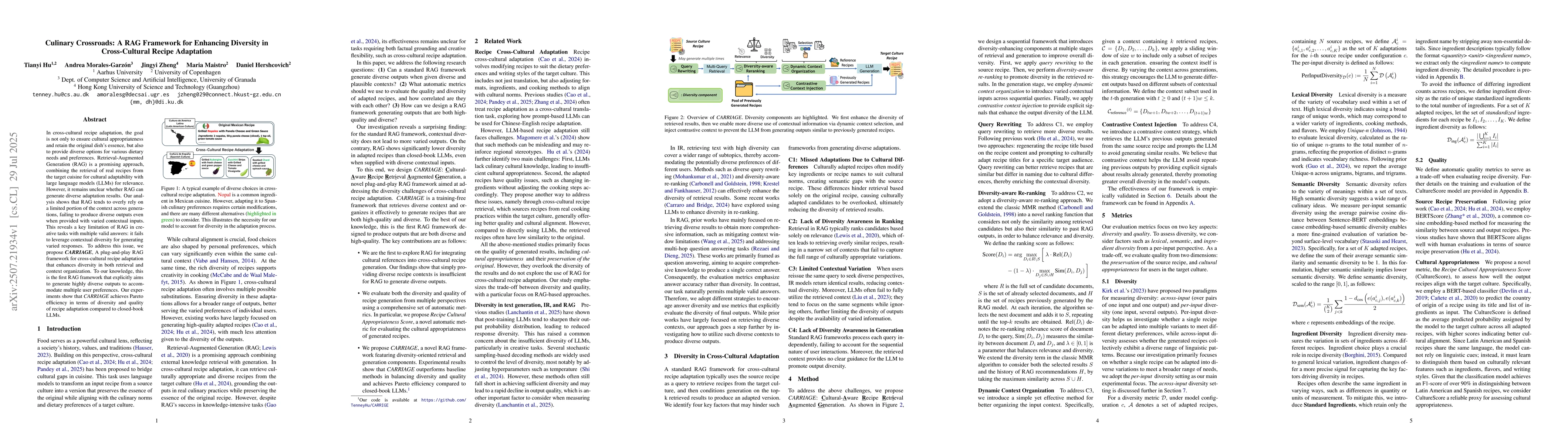 Thumbnail for Culinary Crossroads: A RAG Framework for Enhancing Diversity in
  Cross-Cultural Recipe Adaptation