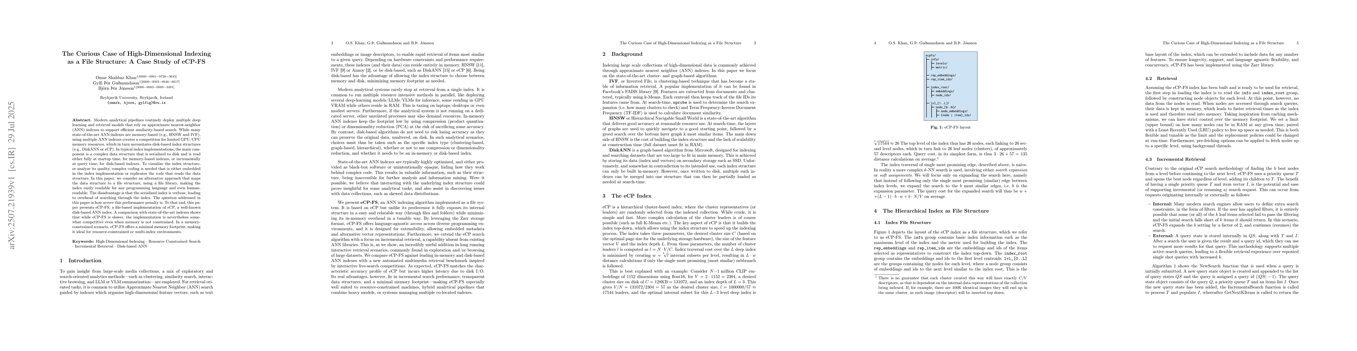 Thumbnail for The Curious Case of High-Dimensional Indexing as a File Structure: A
  Case Study of eCP-FS