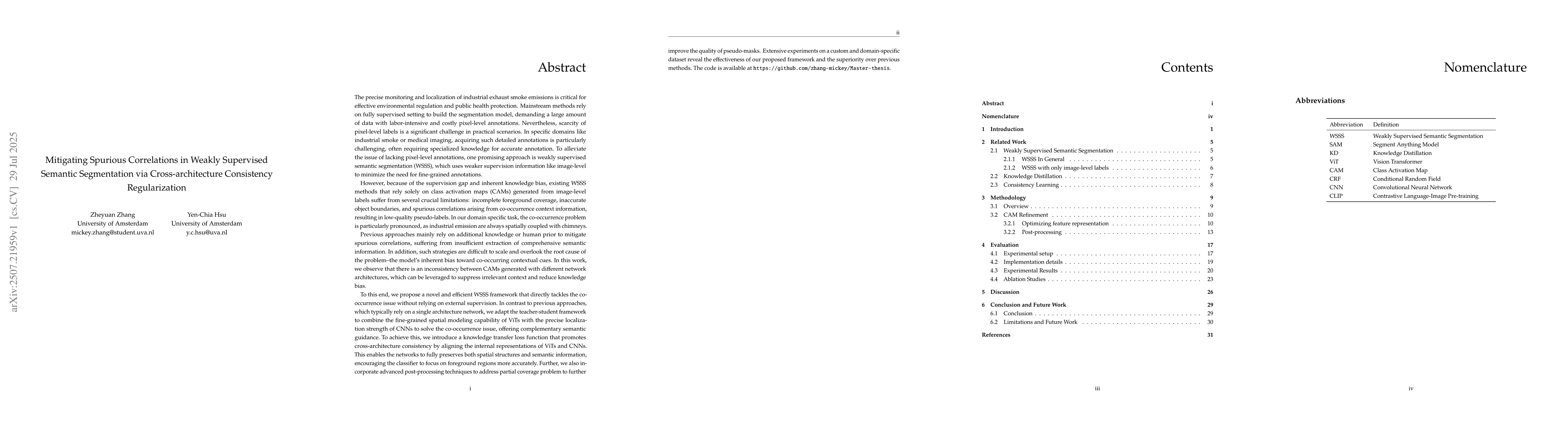Thumbnail for Mitigating Spurious Correlations in Weakly Supervised Semantic
  Segmentation via Cross-architecture Consistency Regularization