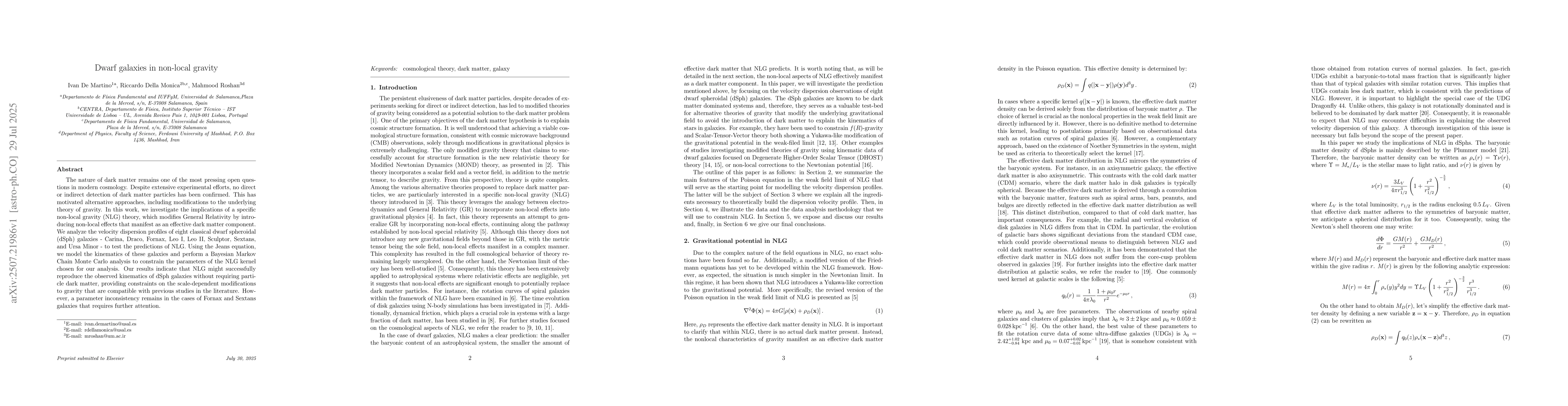 Thumbnail for Dwarf galaxies in non-local gravity