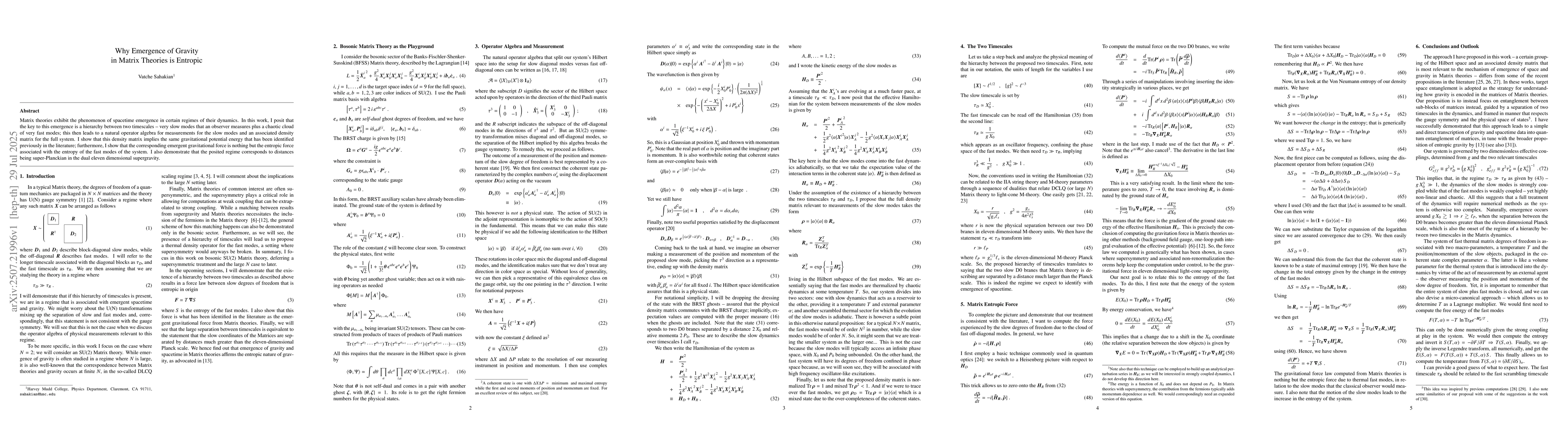Thumbnail for Why Emergence of Gravity in Matrix Theories is Entropic