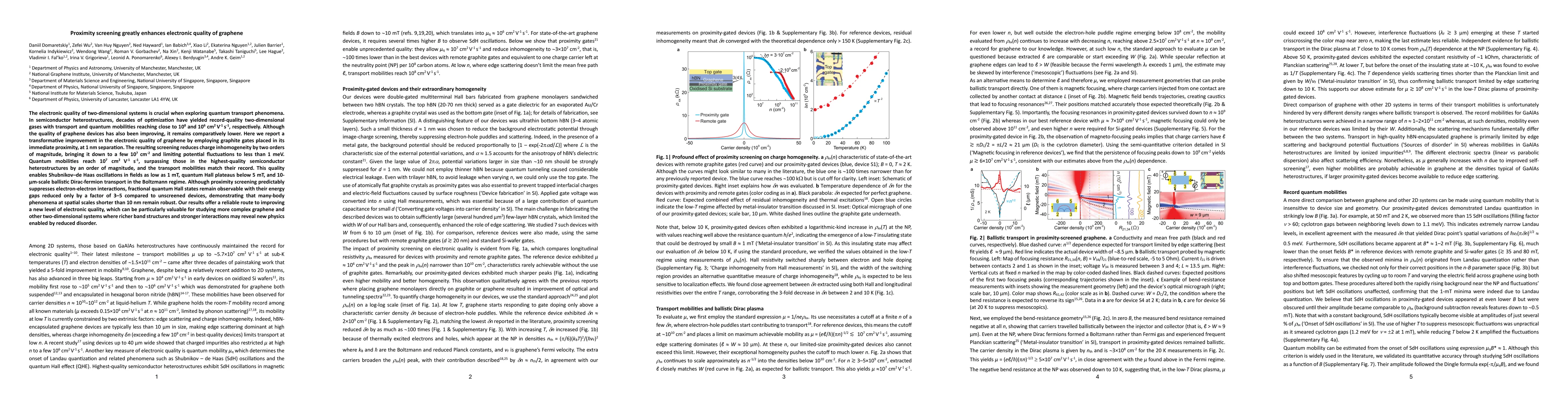 Thumbnail for Proximity screening greatly enhances electronic quality of graphene