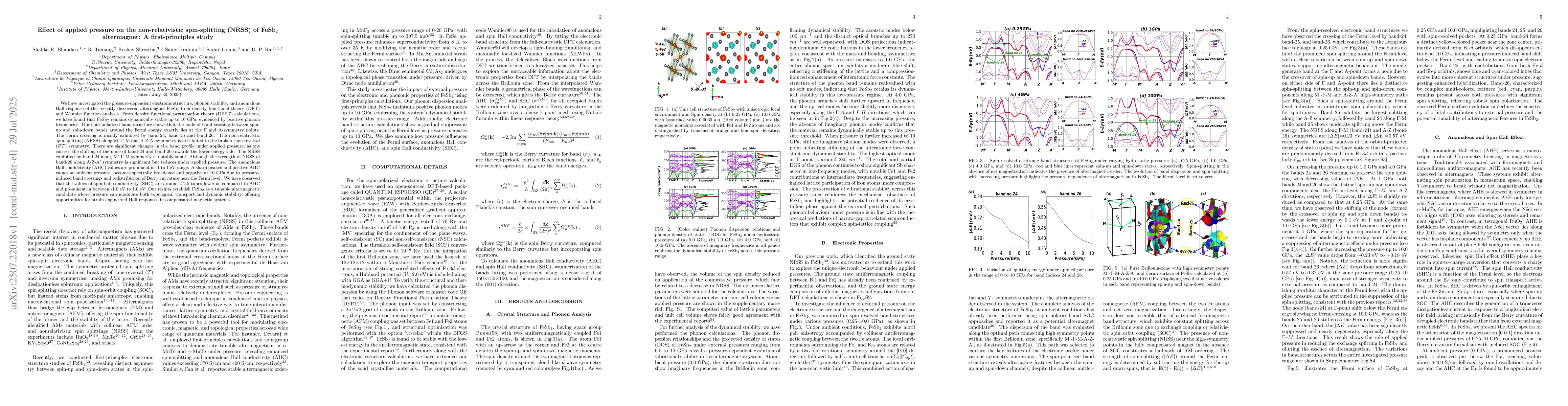Thumbnail for Effect of applied pressure on the non-relativistic spin-splitting (NRSS)
  of FeSb2 altermagnet: A first-principles study