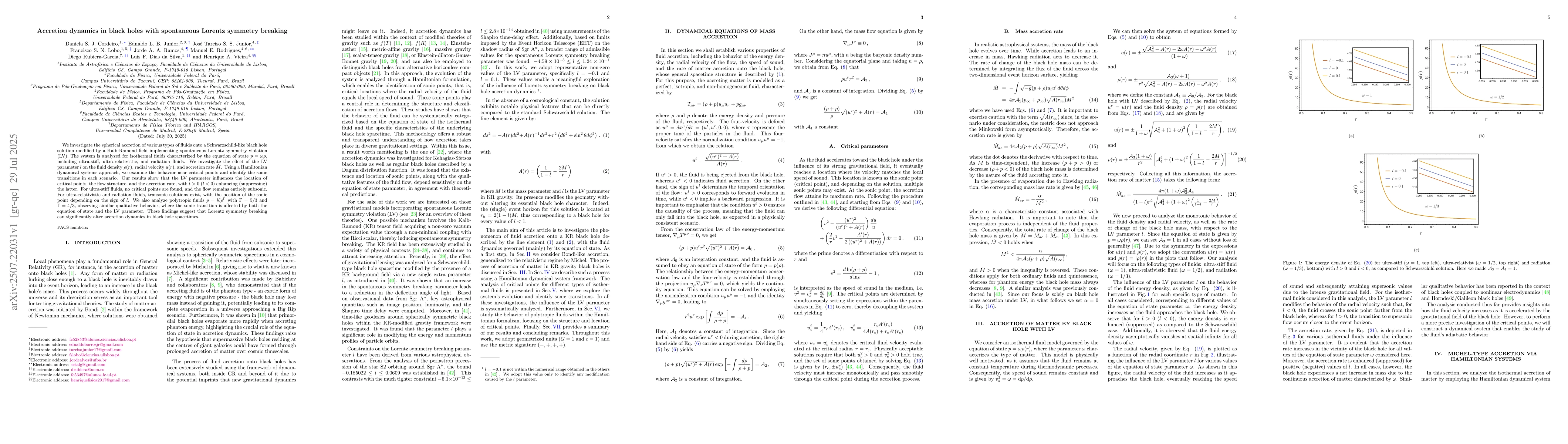 Thumbnail for Accretion dynamics in black holes with spontaneous Lorentz symmetry
  breaking