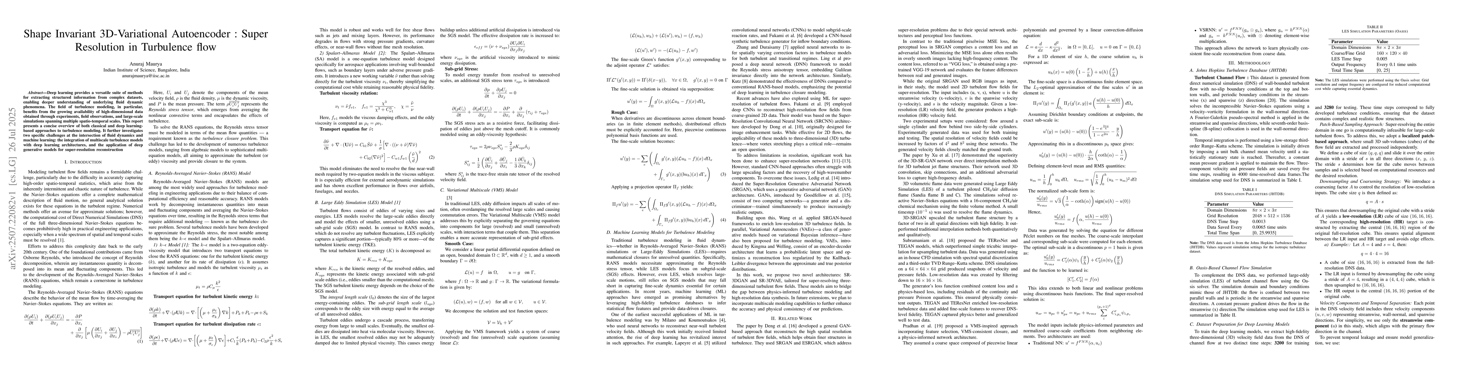 Thumbnail for Shape Invariant 3D-Variational Autoencoder: Super Resolution in
  Turbulence flow
