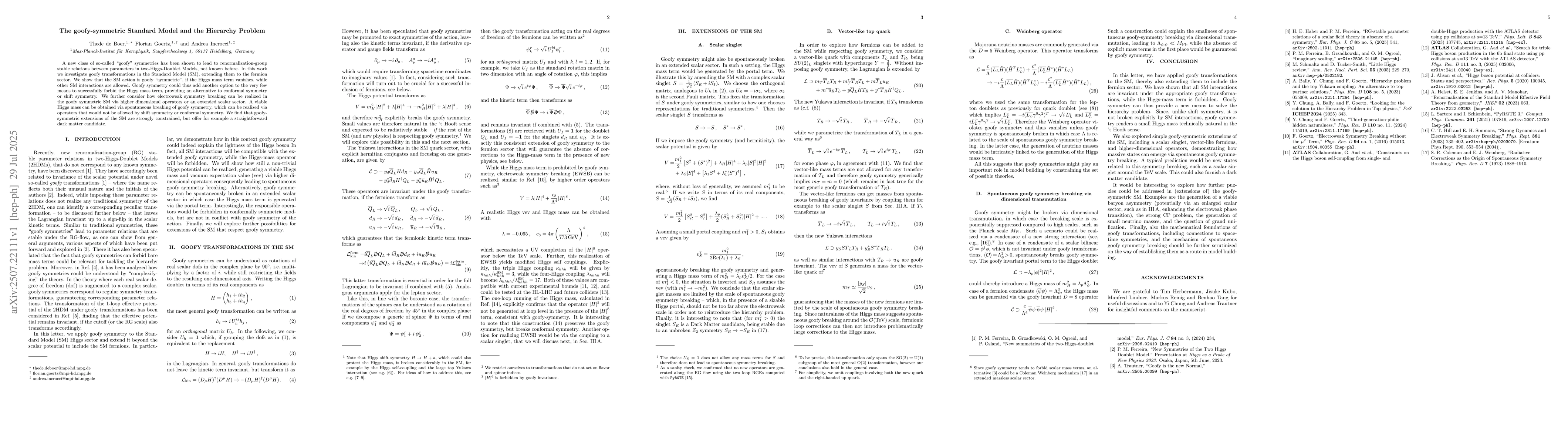 Thumbnail for The goofy-symmetric Standard Model and the Hierarchy Problem