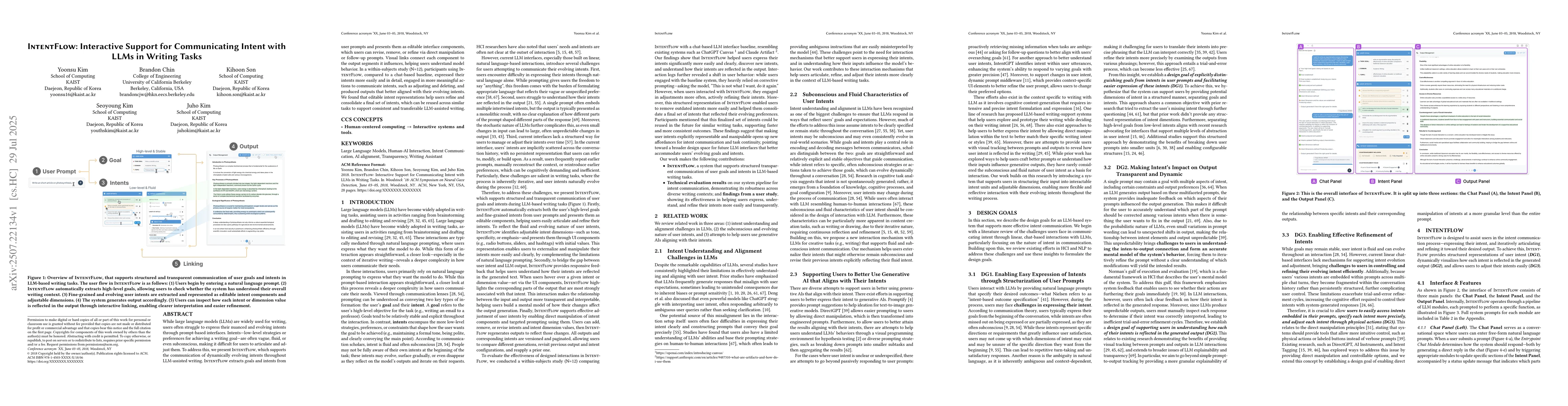Thumbnail for IntentFlow: Interactive Support for Communicating Intent with LLMs in
  Writing Tasks