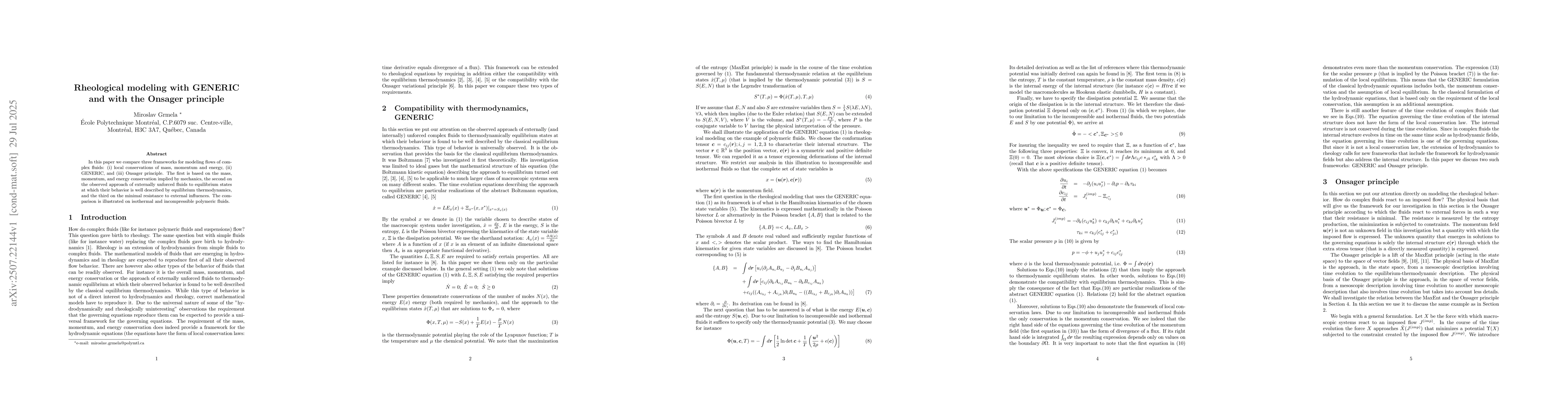 Thumbnail for Rheological modeling with GENERIC and with the Onsager principle