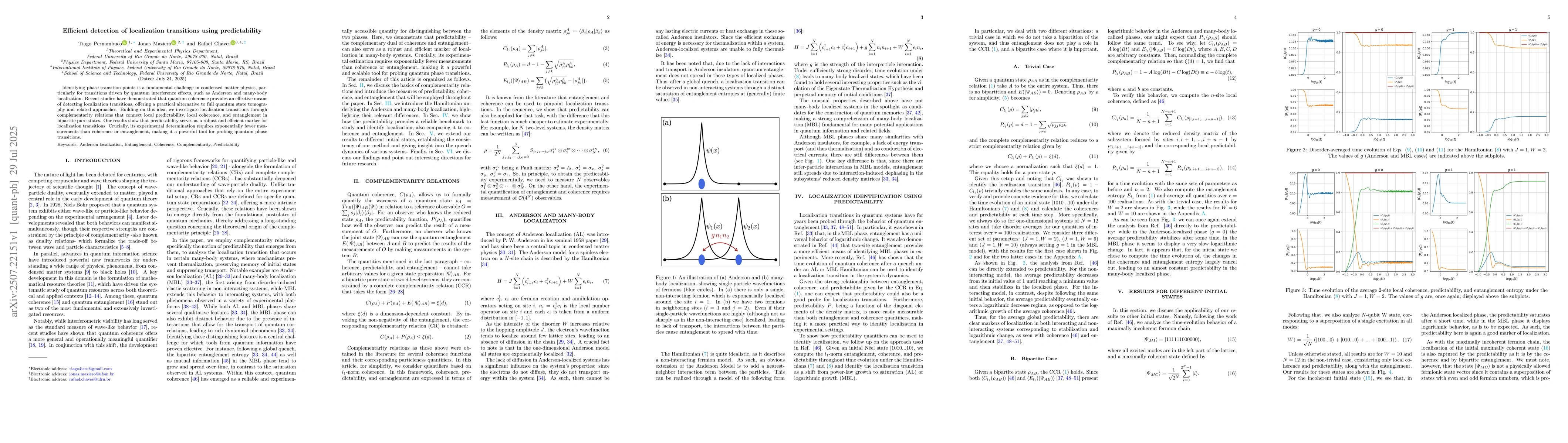 Thumbnail for Efficient detection of localization transitions using predictability