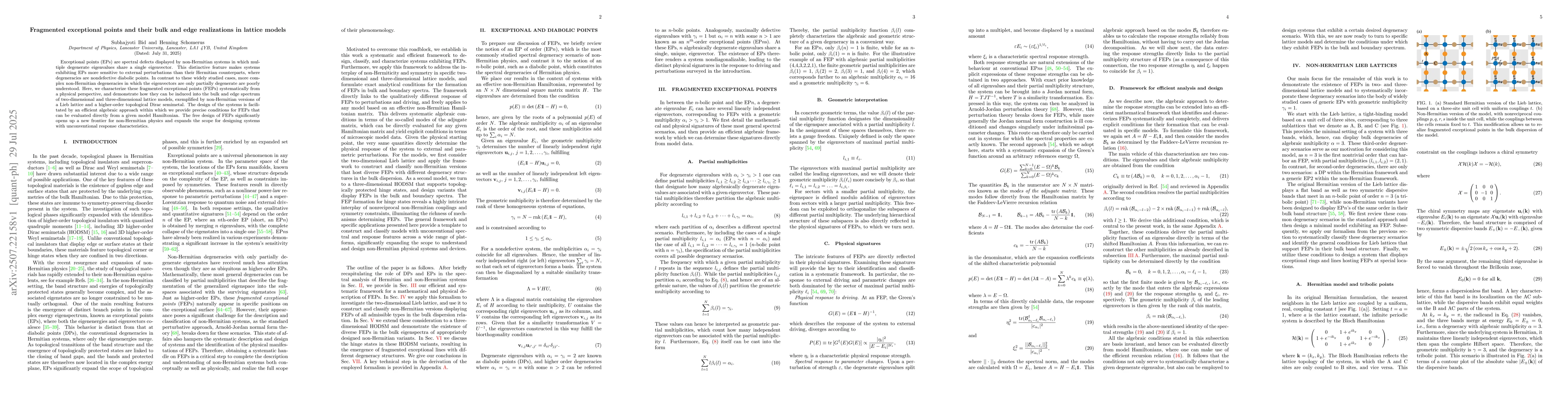Thumbnail for Fragmented exceptional points and their bulk and edge realizations in
  lattice models
