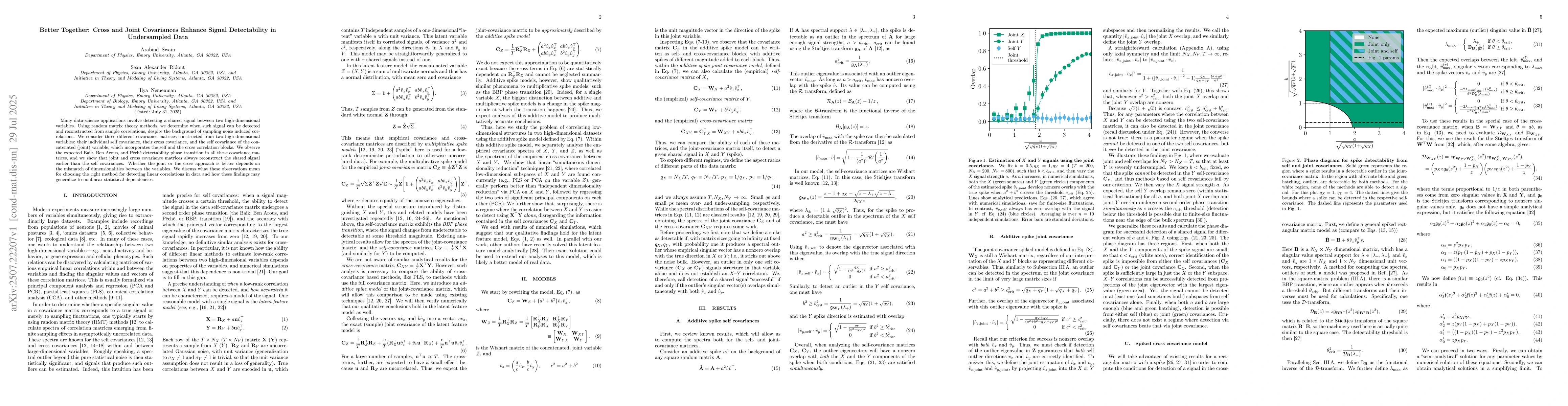 Thumbnail for Better Together: Cross and Joint Covariances Enhance Signal
  Detectability in Undersampled Data