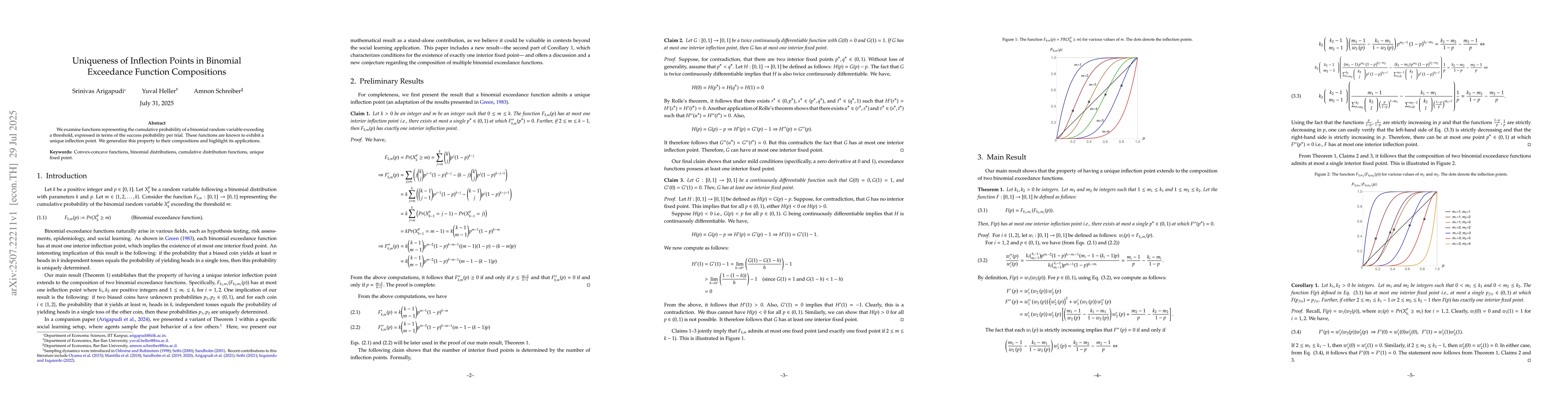 Thumbnail for Uniqueness of Inflection Points in Binomial Exceedance Function
  Compositions