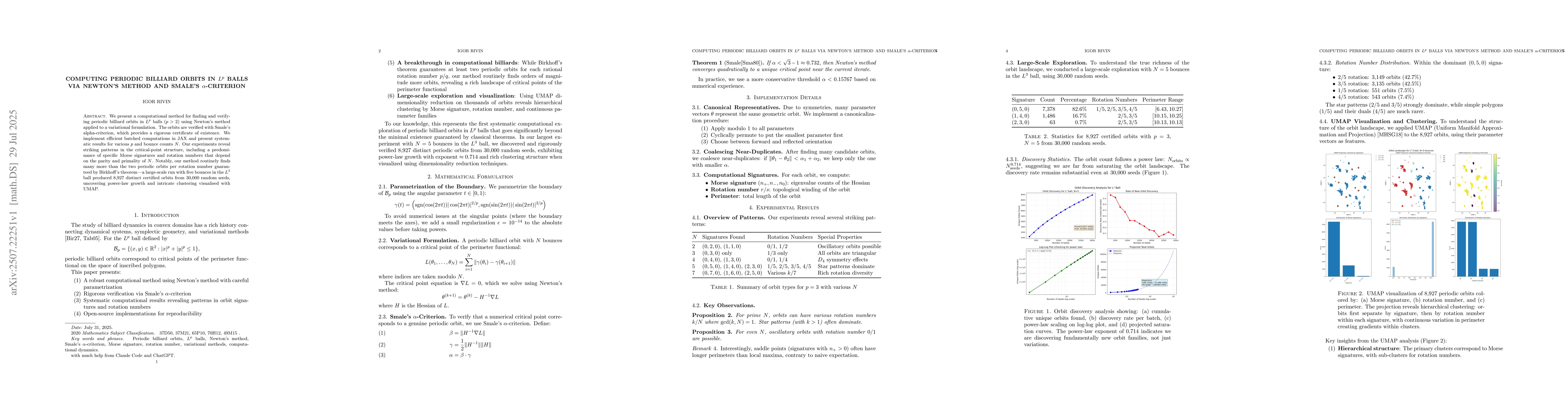 Thumbnail for Computing Periodic Billiard Orbits in $L^p$ Balls via Newton's Method
  and Smale's $α$-Criterion