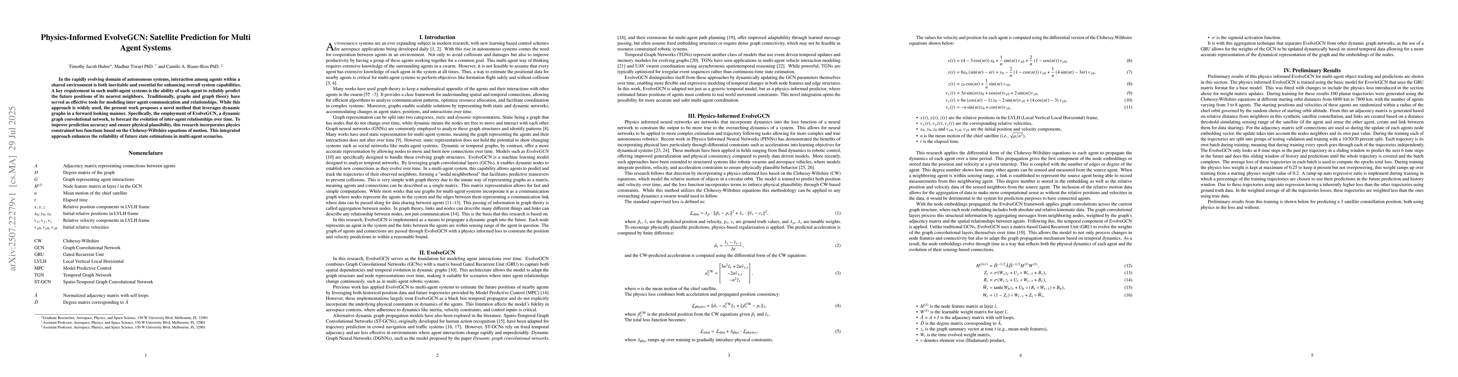 Thumbnail for Physics-Informed EvolveGCN: Satellite Prediction for Multi Agent Systems