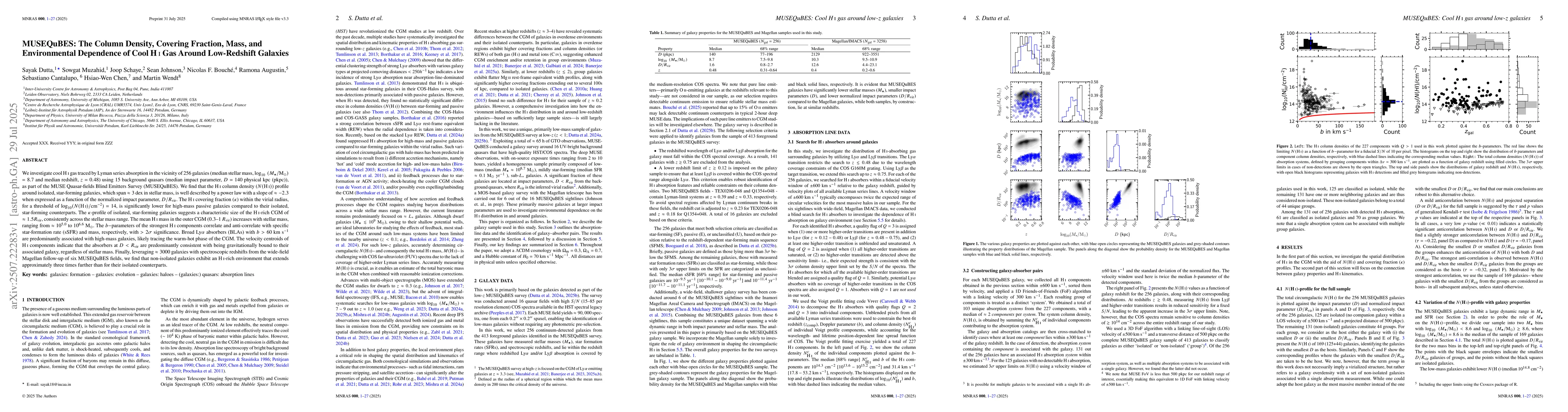 Thumbnail for MUSEQuBES: The Column Density, Covering Fraction, Mass, and
  Environmental Dependence of Cool HI Gas Around Low-Redshift Galaxies