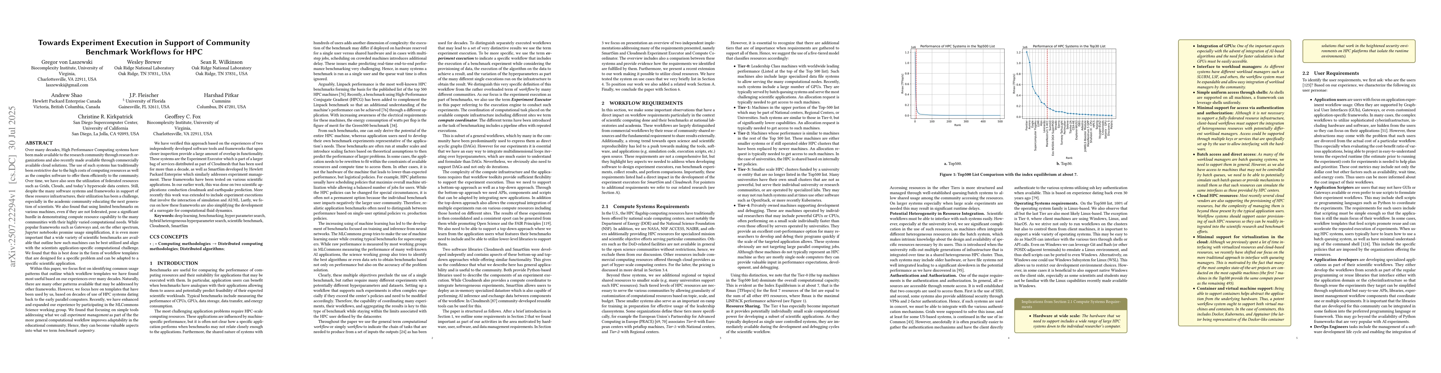 Thumbnail for Towards Experiment Execution in Support of Community Benchmark Workflows
  for HPC