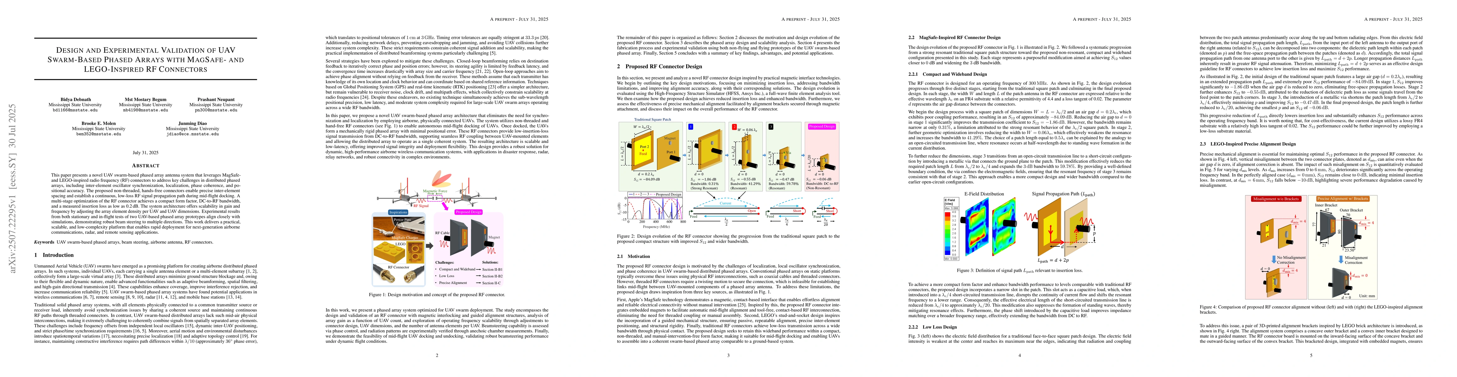 Thumbnail for Design and Experimental Validation of UAV Swarm-Based Phased Arrays with
  MagSafe- and LEGO-Inspired RF Connectors