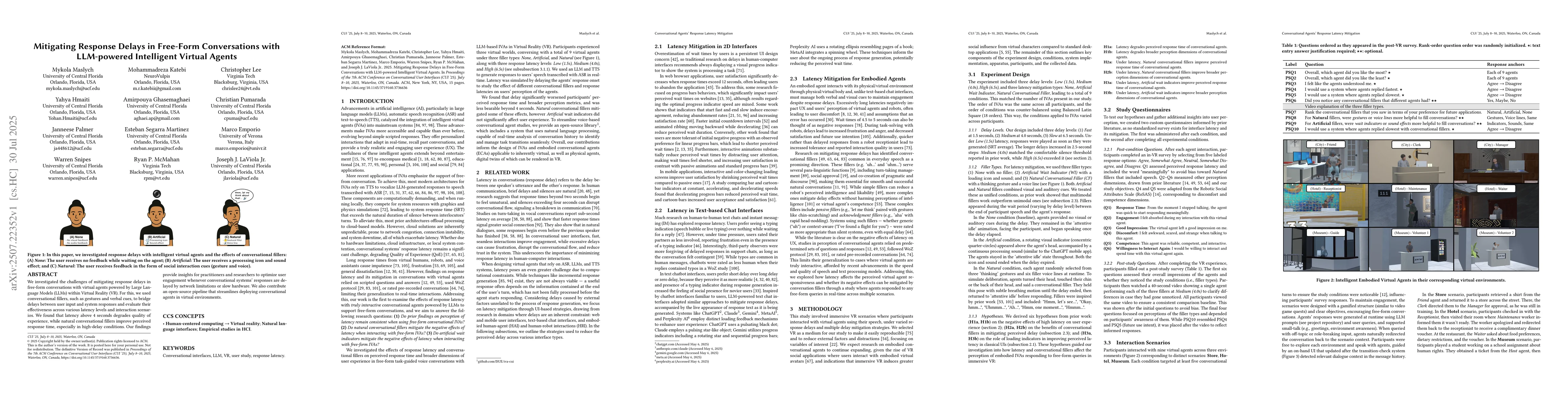 Thumbnail for Mitigating Response Delays in Free-Form Conversations with LLM-powered
  Intelligent Virtual Agents