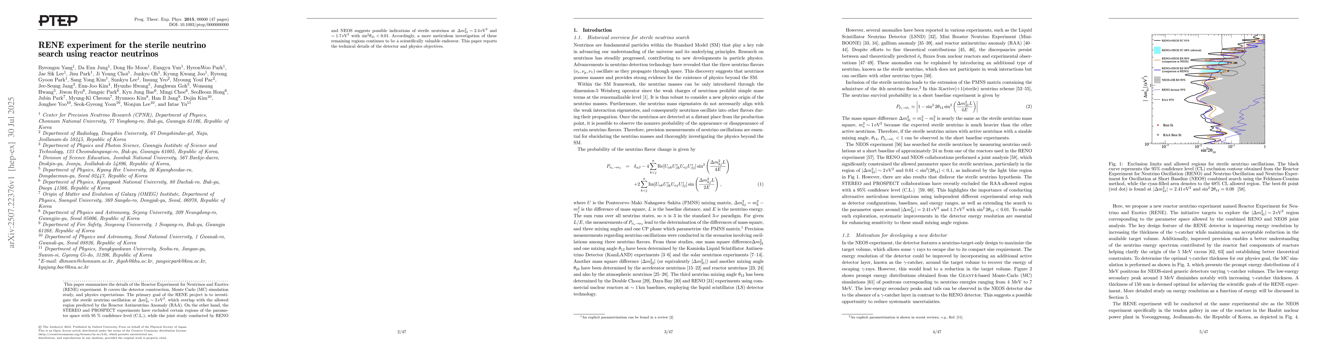 Thumbnail for RENE experiment for the sterile neutrino search using reactor neutrinos