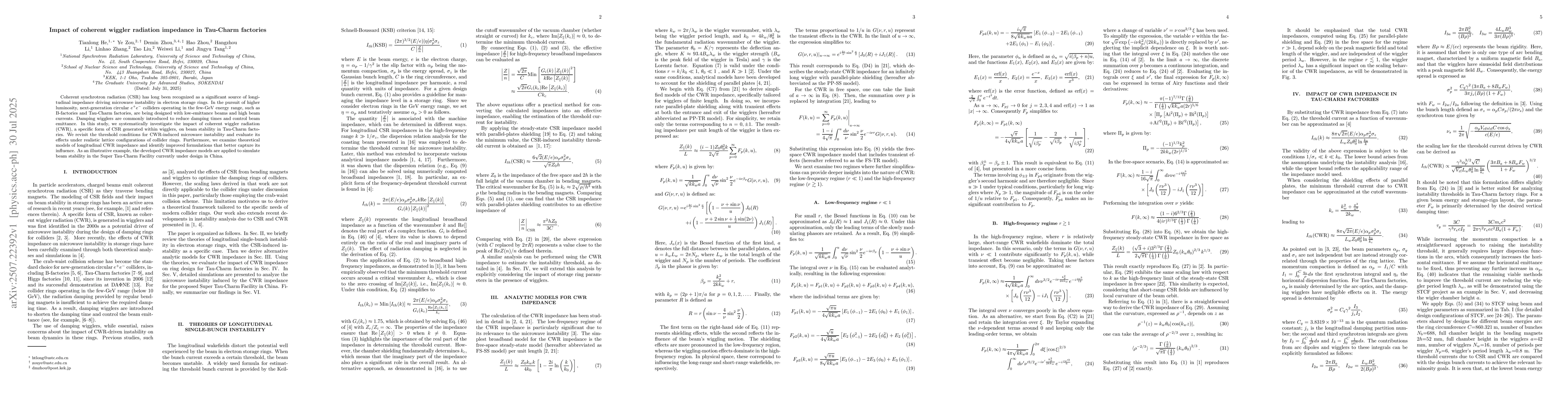 Thumbnail for Impact of coherent wiggler radiation impedance in Tau-Charm factories