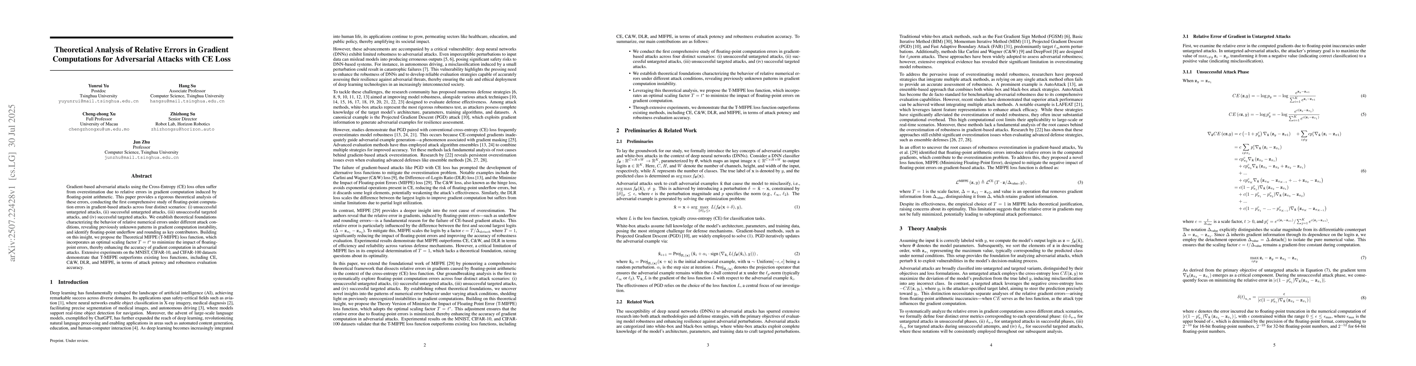 Thumbnail for Theoretical Analysis of Relative Errors in Gradient Computations for
  Adversarial Attacks with CE Loss