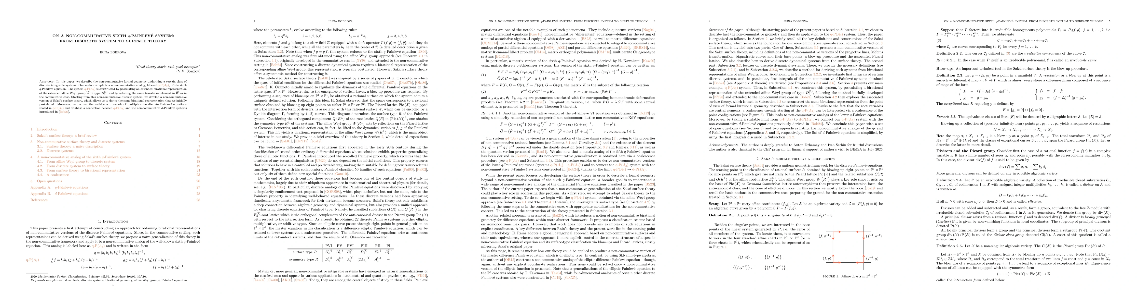 Thumbnail for On a non-commutative sixth $q$-Painlevé system: from discrete system
  to surface theory