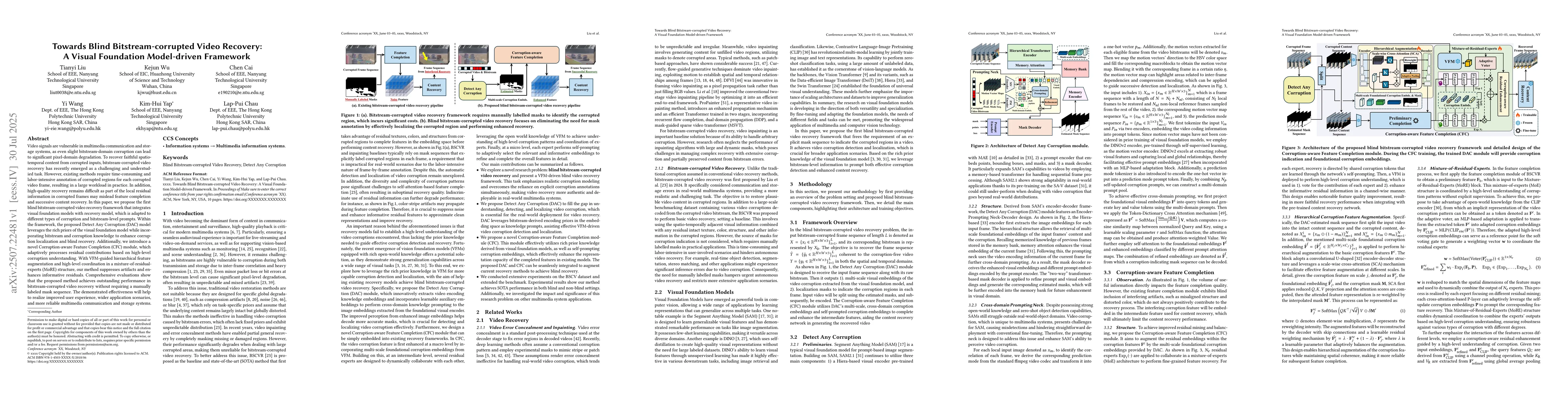 Thumbnail for Towards Blind Bitstream-corrupted Video Recovery via a Visual Foundation
  Model-driven Framework