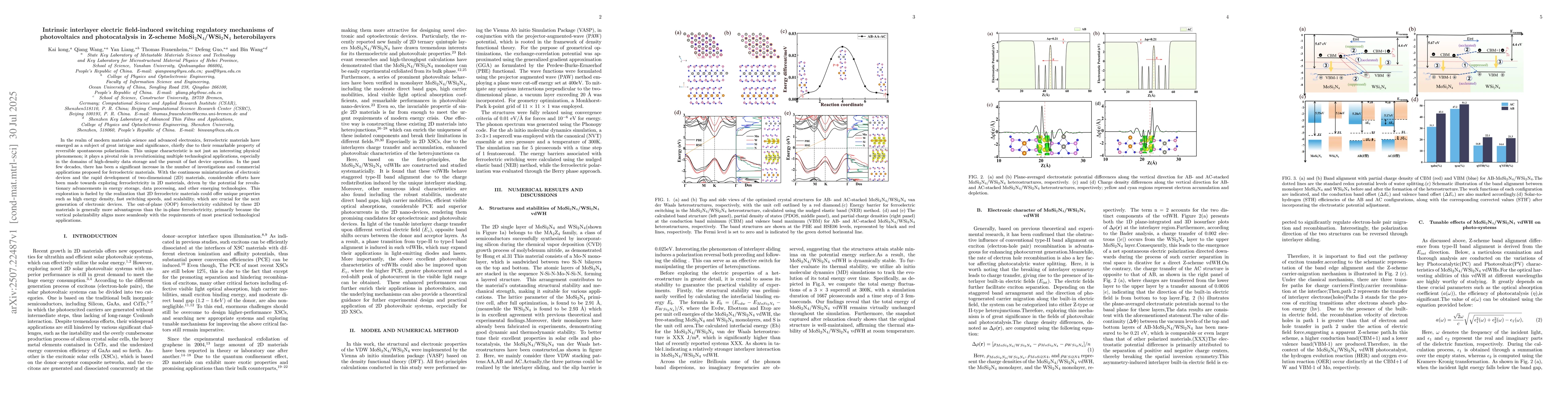 Thumbnail for Influence of Built-in Electric Fields on the Optoelectronic and
  Catalytic Properties of Two-Dimensional Materials
