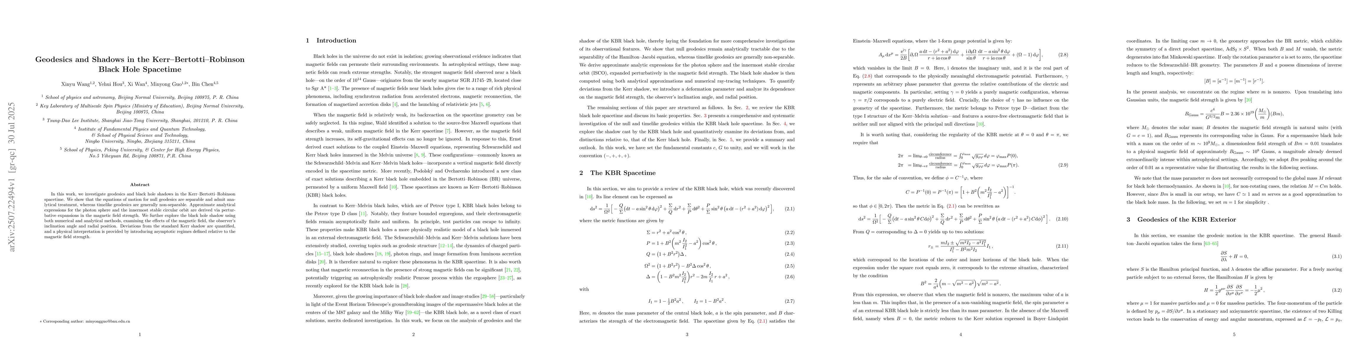 Thumbnail for Geodesics and Shadows in the Kerr-Bertotti-Robinson Black Hole Spacetime