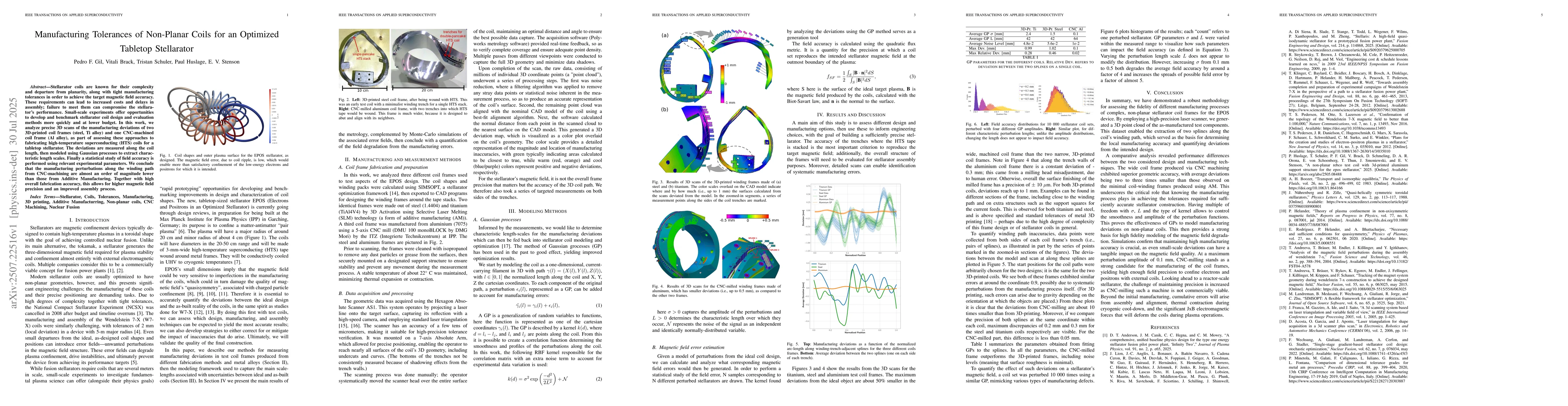 Thumbnail for Manufacturing Tolerances of Non-Planar Coils for an Optimized Tabletop
  Stellarator
