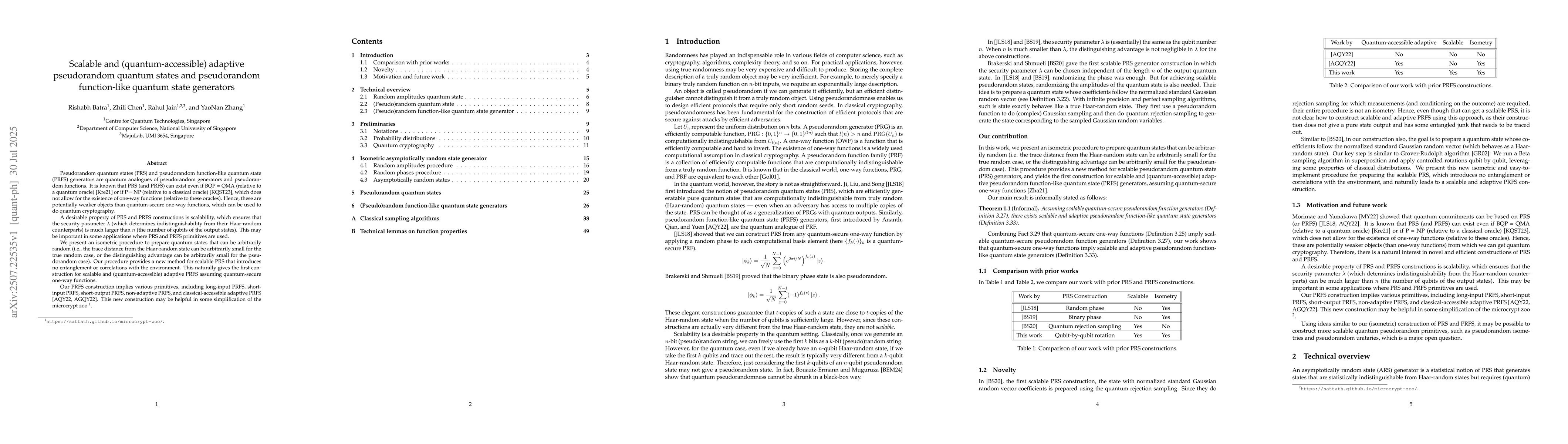 Thumbnail for Scalable and (quantum-accessible) adaptive pseudorandom quantum states
  and pseudorandom function-like quantum state generators