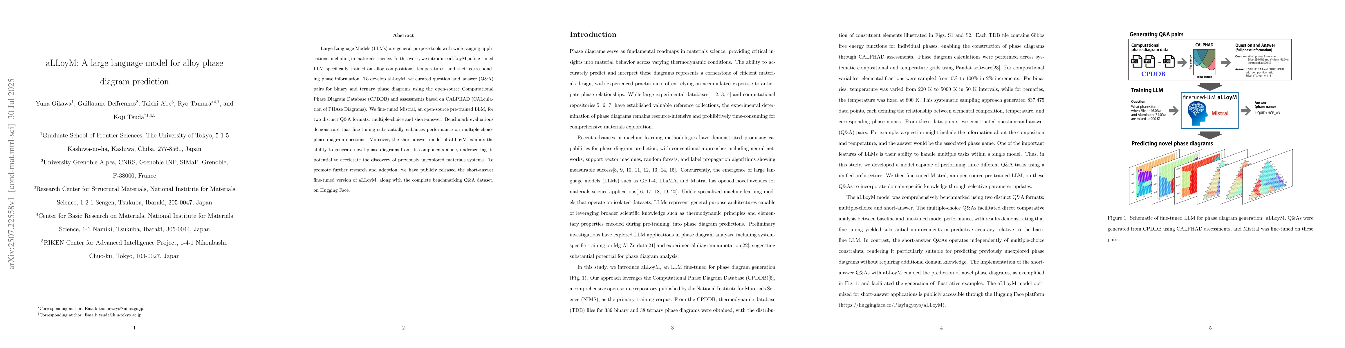 Thumbnail for aLLoyM: A large language model for alloy phase diagram prediction