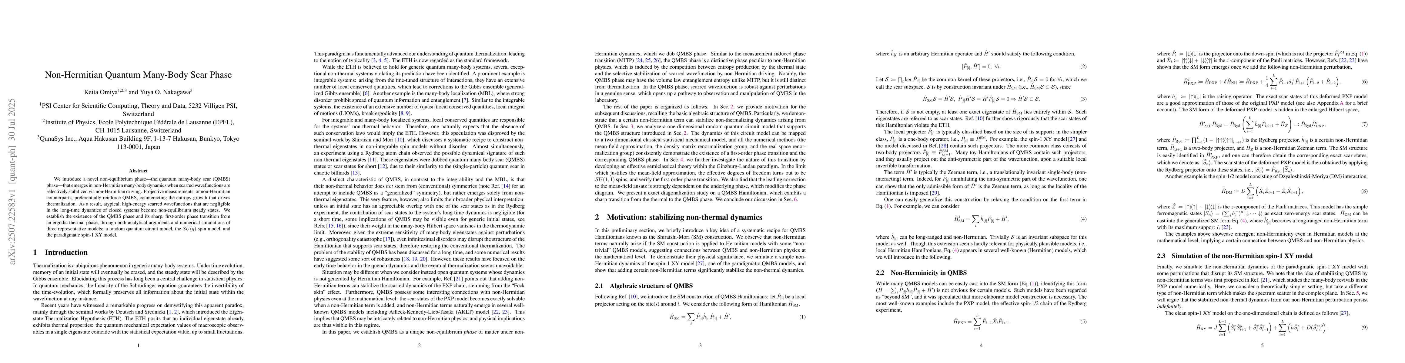 Thumbnail for Non-Hermitian Quantum Many-Body Scar Phase