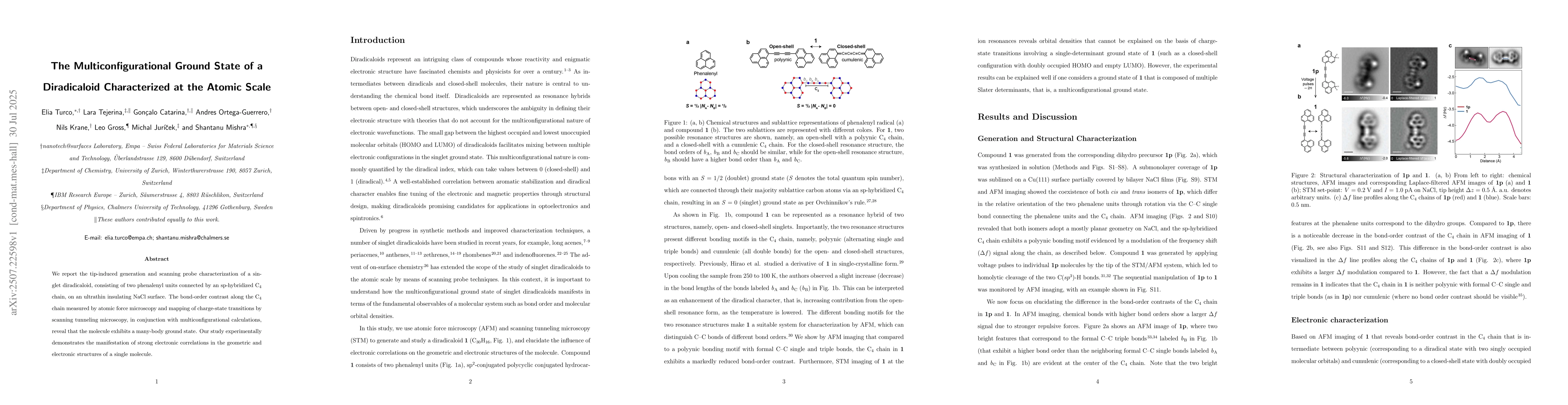 Thumbnail for The multiconfigurational ground state of a diradicaloid characterized at
  the atomic scale