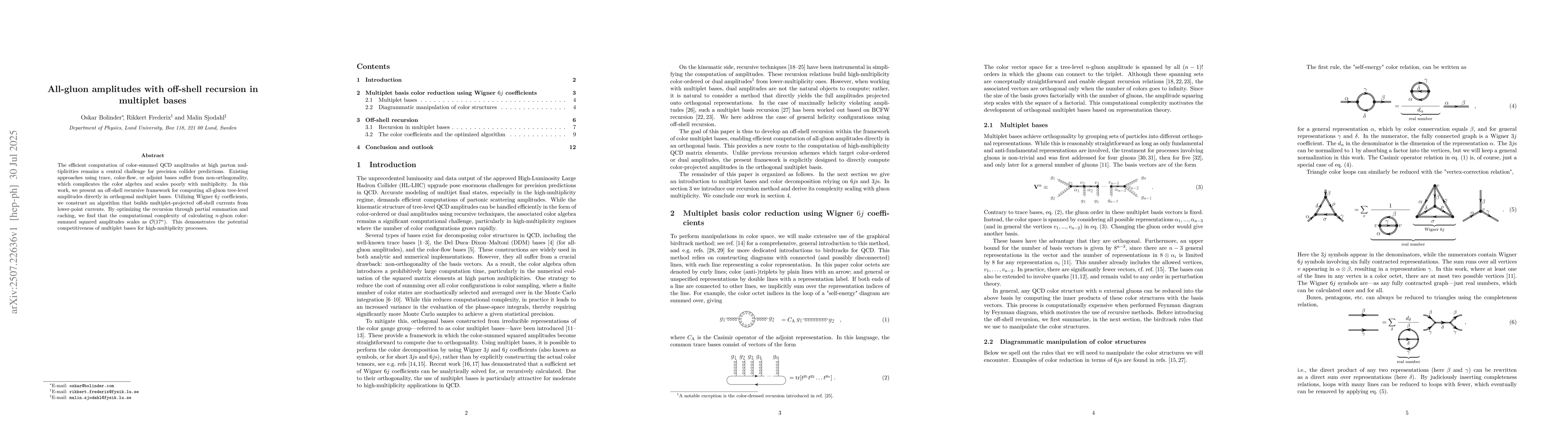 Thumbnail for All-gluon amplitudes with off-shell recursion in multiplet bases