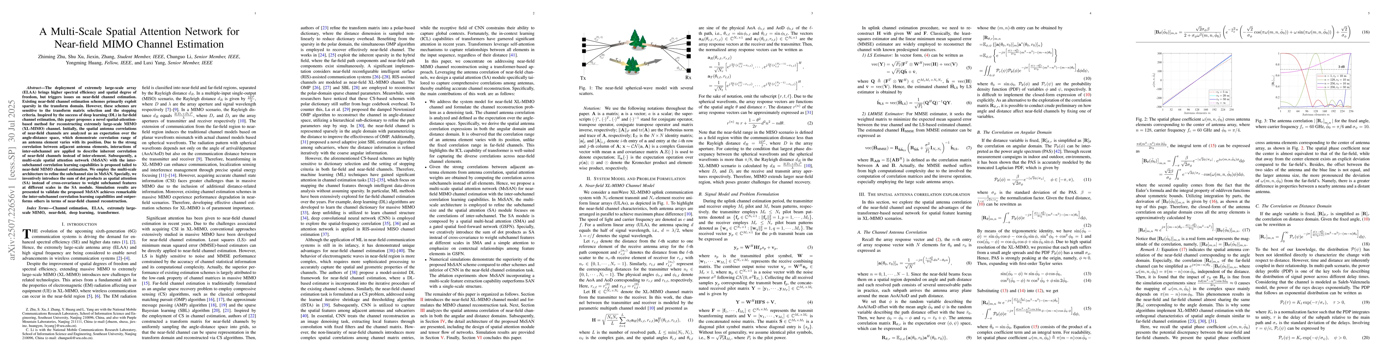 Thumbnail for A Multi-Scale Spatial Attention Network for Near-field MIMO Channel
  Estimation