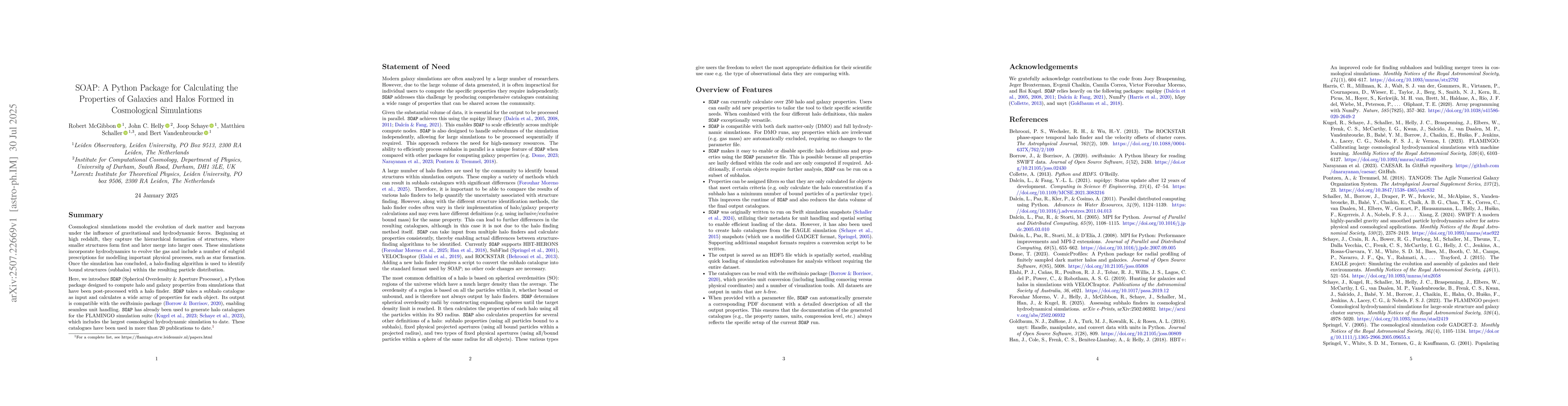 Thumbnail for SOAP: A Python Package for Calculating the Properties of Galaxies and
  Halos Formed in Cosmological Simulations
