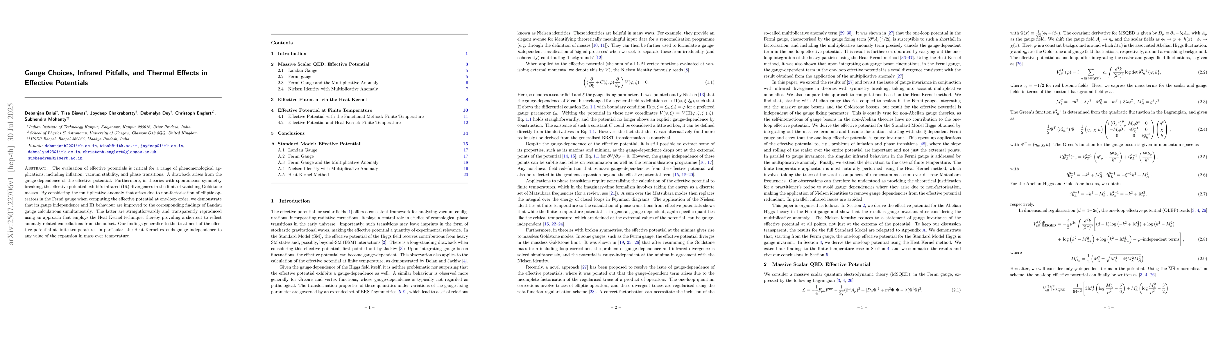 Thumbnail for Gauge Choices, Infrared Pitfalls, and Thermal Effects in Effective
  Potentials