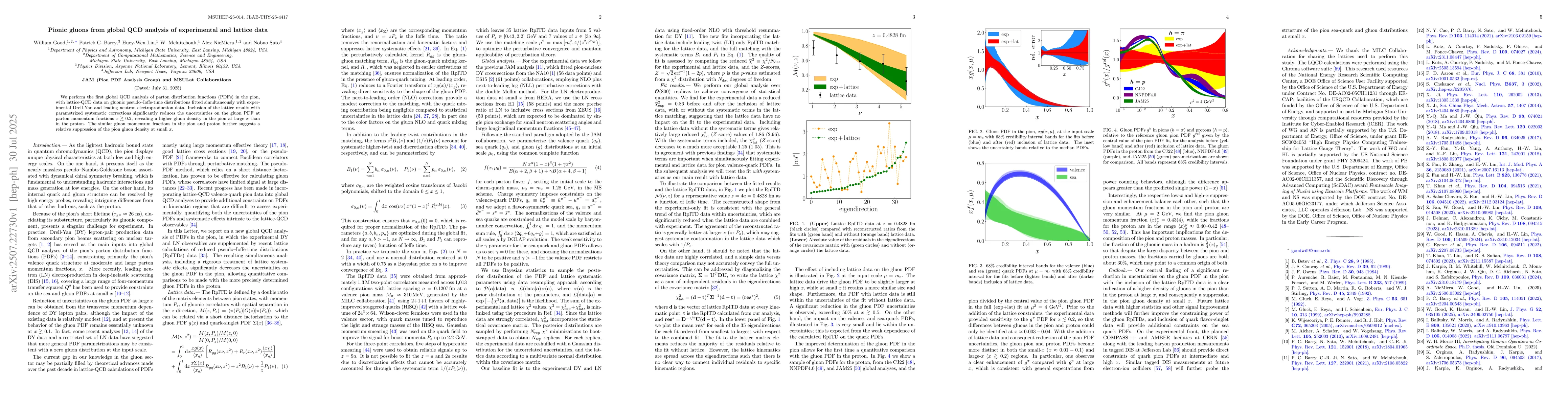 Thumbnail for Pionic gluons from global QCD analysis of experimental and lattice data