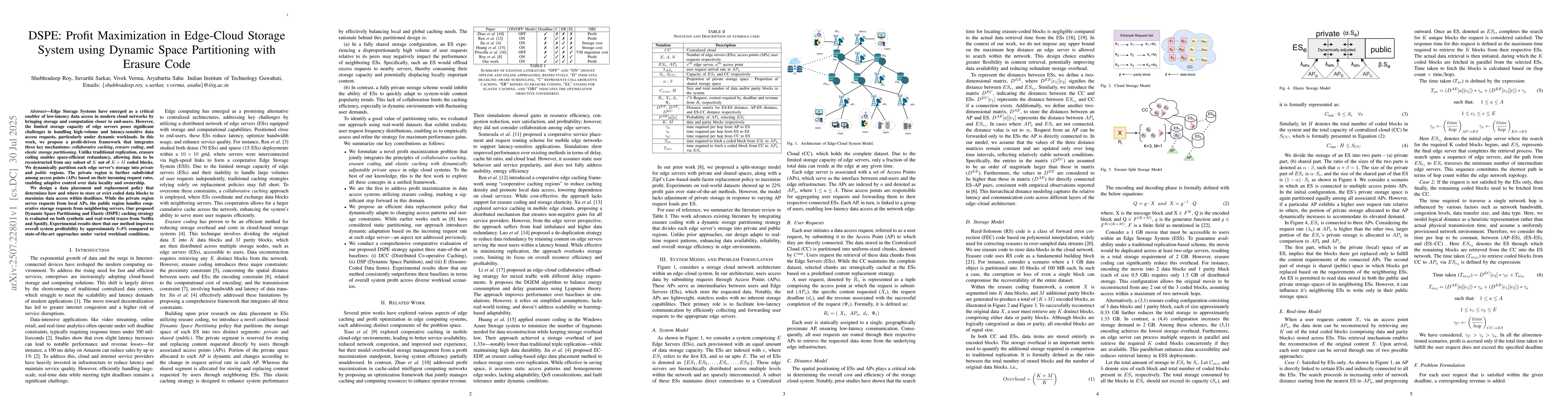 Thumbnail for DSPE: Profit Maximization in Edge-Cloud Storage System using Dynamic
  Space Partitioning with Erasure Code