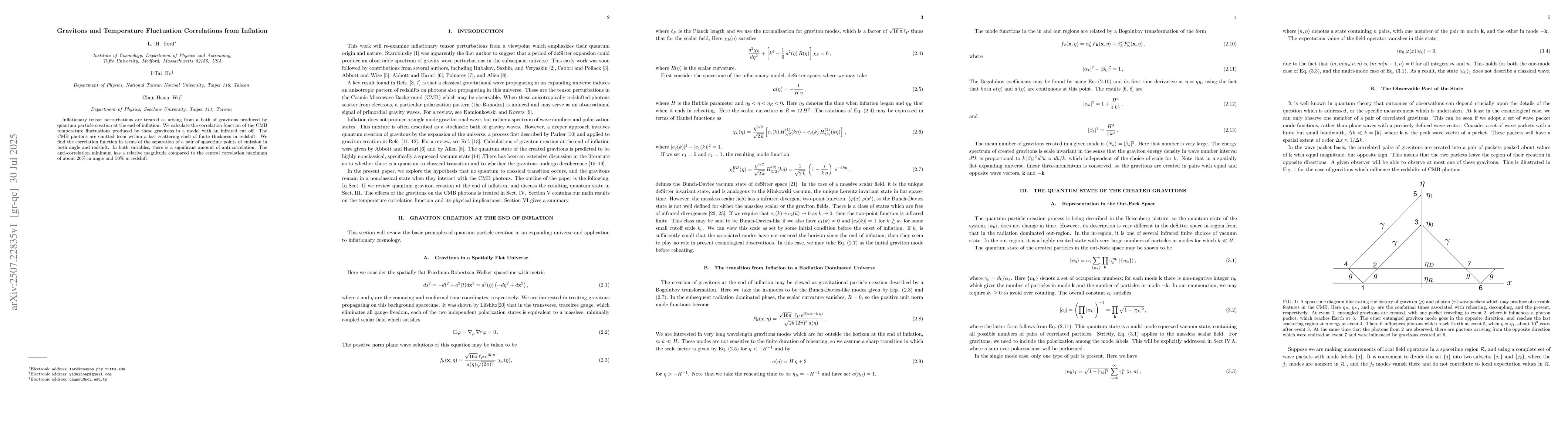 Thumbnail for Gravitons and Temperature Fluctuation Correlations from Inflation