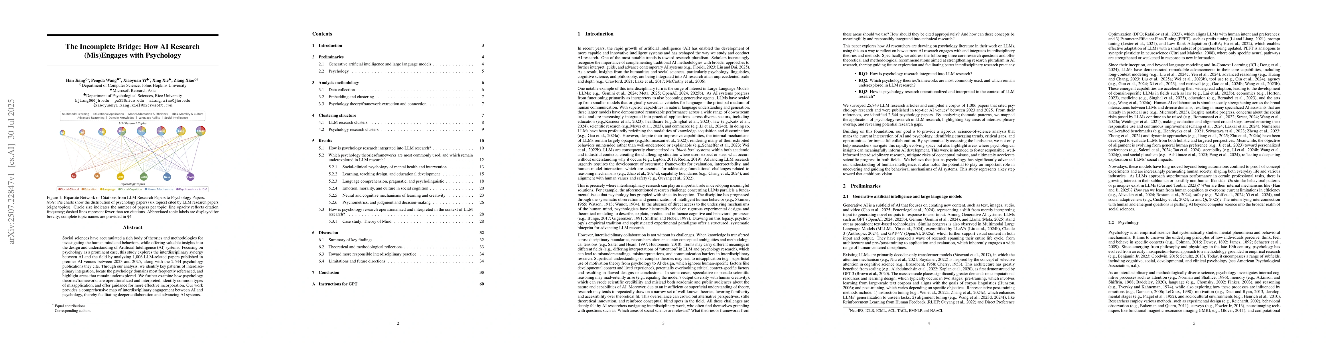 Thumbnail for The Incomplete Bridge: How AI Research (Mis)Engages with Psychology