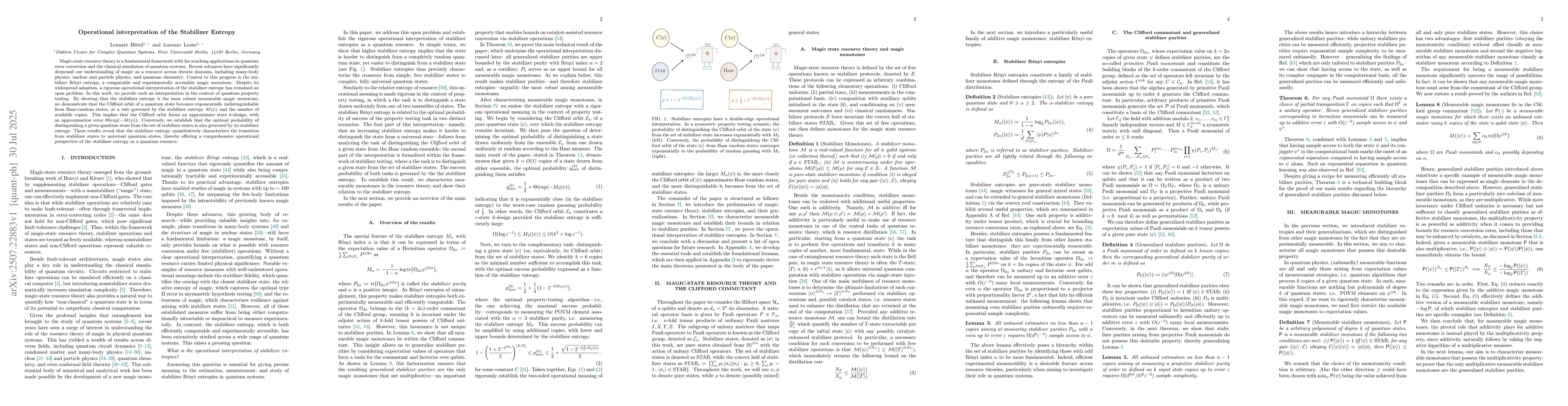 Thumbnail for Operational interpretation of the Stabilizer Entropy