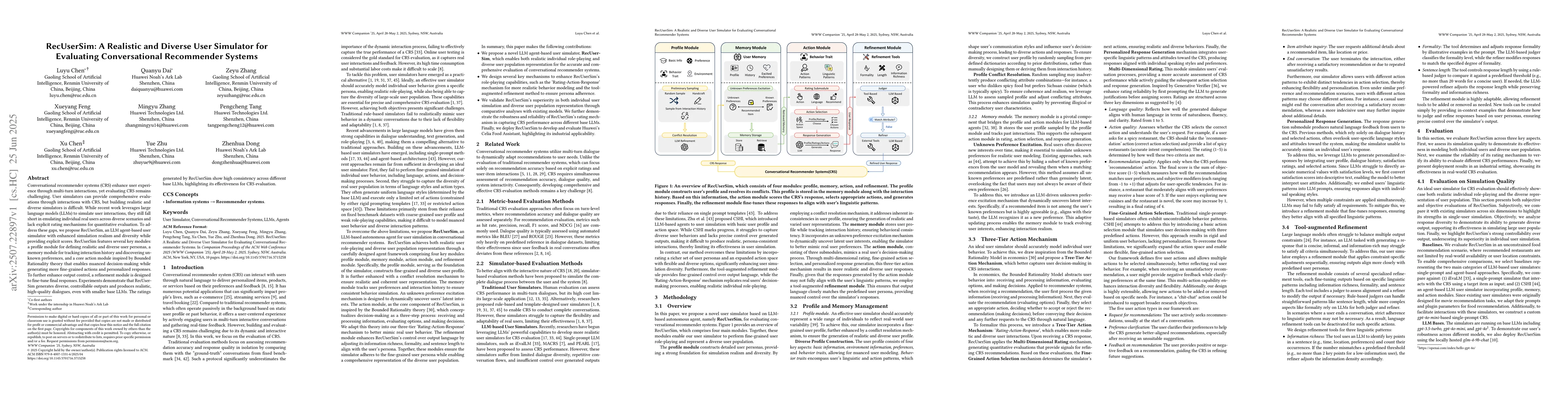 Thumbnail for RecUserSim: A Realistic and Diverse User Simulator for Evaluating
  Conversational Recommender Systems