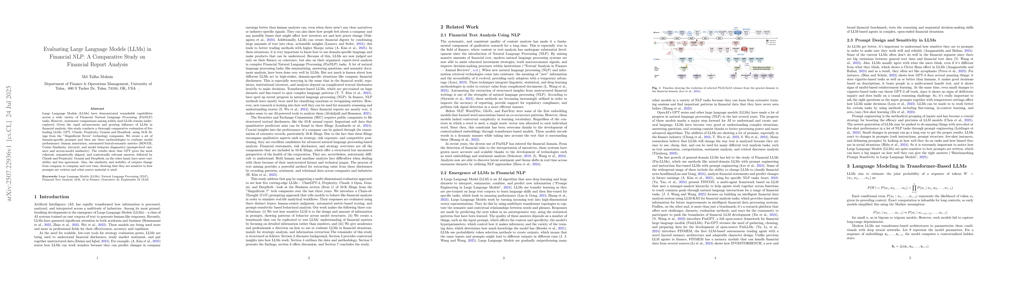 Thumbnail for Evaluating Large Language Models (LLMs) in Financial NLP: A Comparative
  Study on Financial Report Analysis