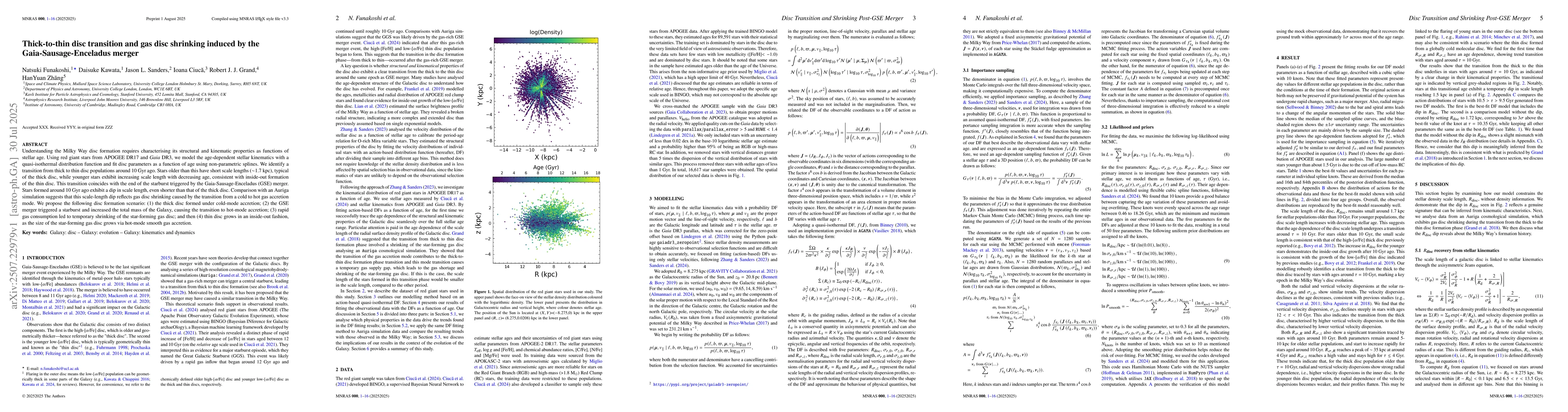 Thumbnail for Thick-to-thin disc transition and gas disc shrinking induced by the
  Gaia-Sausage-Enceladus merger