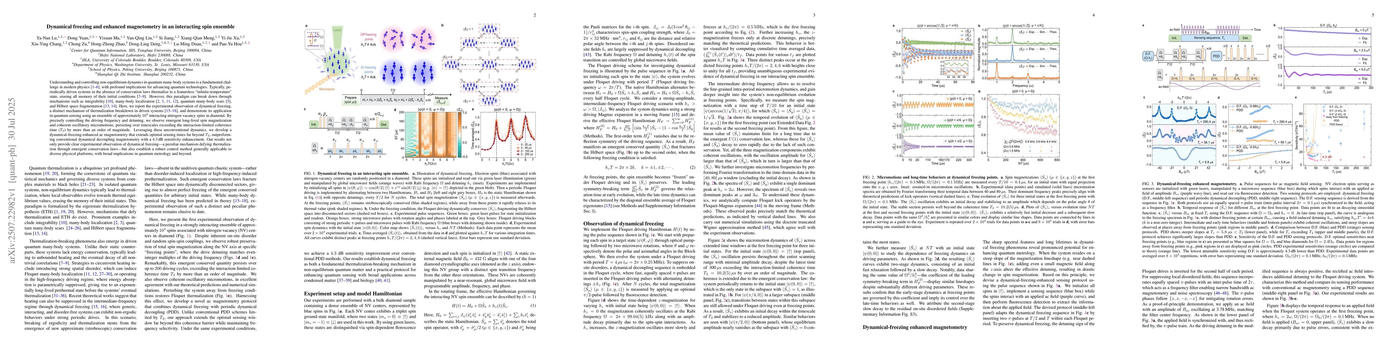 Thumbnail for Dynamical freezing and enhanced magnetometry in an interacting spin
  ensemble