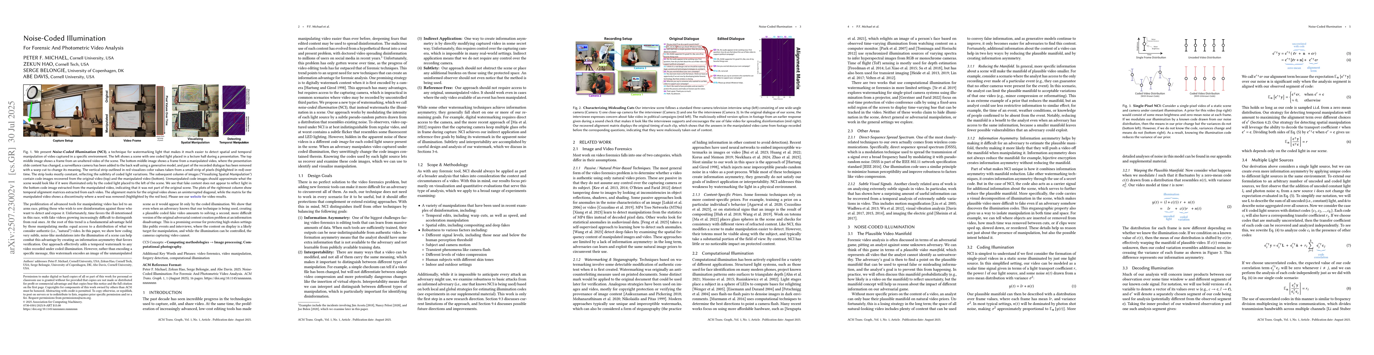 Thumbnail for Noise-Coded Illumination for Forensic and Photometric Video Analysis